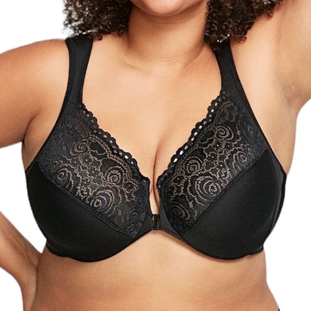 - Glamorise 48B Black WonderWire Front Close Bra! NEW!